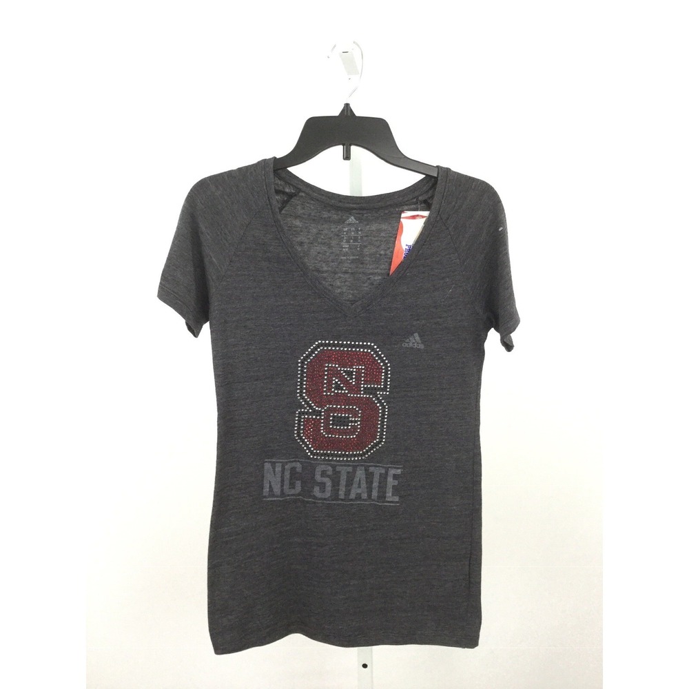 Adidas Womens North Carolina State Dark Gray V-Neck T Shirt NWT Size Medium